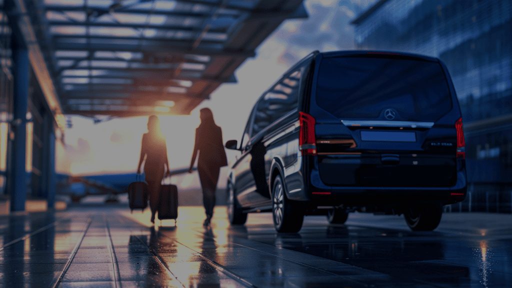 Free shuttle waiting for travellers